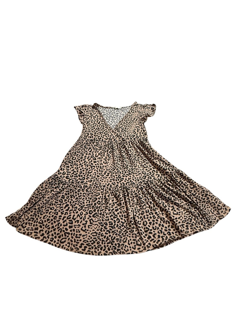 Jessica Simpson Leopard Tiered Babydoll Mini Dress Size M